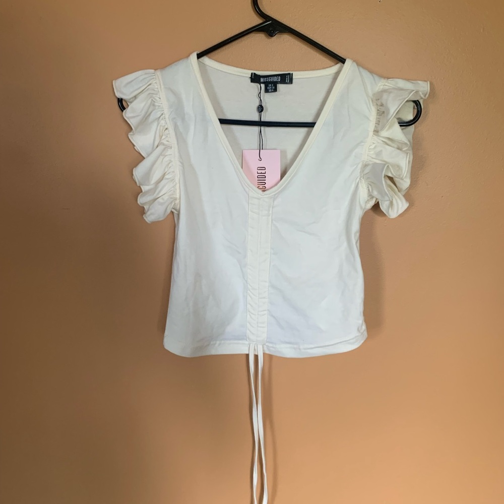 NWT ruffle sleeve ruched top